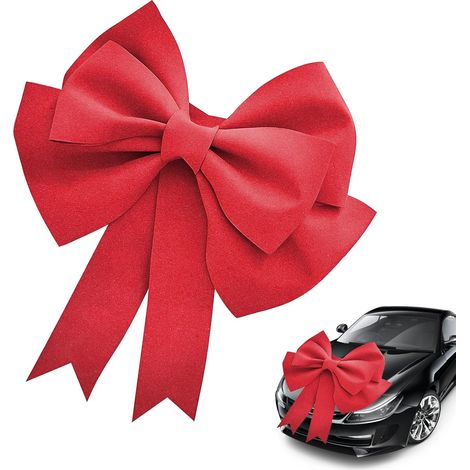 Gros Noeud Cadeau Voiture 50x60cm – Grand Noeud Cadeau Voiture Rouge en EVA, avec Ruban adhésif & Attaches, décoration élégante pour Noël, Mariage, fête, vitrine & Emballage Cadeau (1/5)