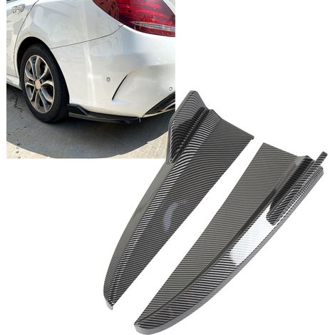 Heckstoßstangenverkleidungen unten in Hochglanzschwarz (ein Paar, links und rechts) für Mercedes-Benz C-Klasse W205 C43 AMG-Line 2015–2021 (268) Carbonfaser-Finish (1/5)
