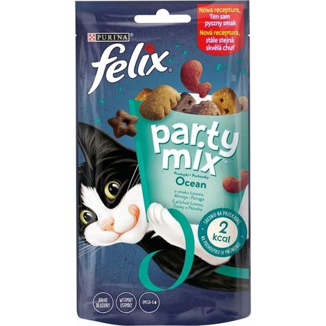 PURINA Felix Party Mix - Friandises pour chats au saumon, goberge et truite (60 g) (1/2)