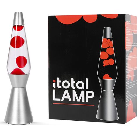 iTotal - Lava Lamp - Silver Base, See-through Liquid and Red Wax - Red - 36 cm (1270397)