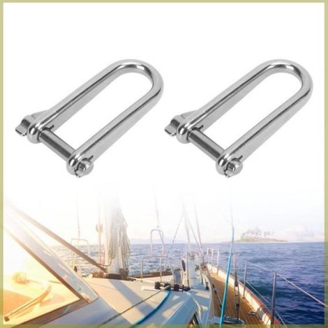 2 Manille longue, Acier inoxydable 316, Diamètre 8mm, Résistant eau salée, Pour bateau et remorque (1/4)