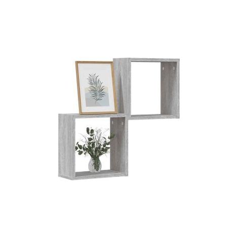 Étagères cube murales 2 pcs sonoma gris 30x15x30 (1/5)