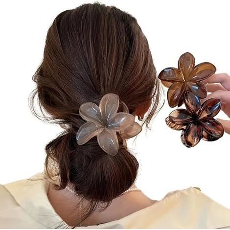 3 blumenförmige Haarspangen – Trendiges und elegantes Design – Braun, Beige und Leopardenmuster – Haaraccessoires (1/4)