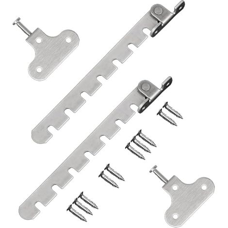 Lot de 2 verrous entrebâilleurs de fenêtre à battant à position réglable de 14,5 cm, régulateur d'inclinaison pour fenêtres, convient pour fenêtre ou porte en bois/métal, acier inoxydable – 7 fentes (1/5)