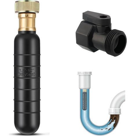 Deboucheur Canalisation Haute Pression, Vessies de Drainage en Caoutchouc, Noir Caoutchouc Vessie de Vidange avec 3/4" Vanne D'arrêt, pour 38 à 75 mm Débouche Goutières, Toilettes et Tuyaux (1/5)