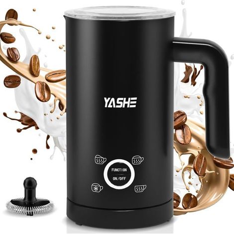 Mousseur à lait YASHE 4-en-1 noir, 500 W, 300 ml, mousse chaude et froide