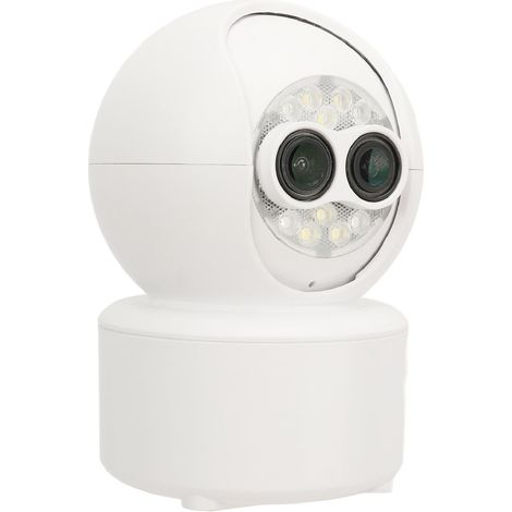 Caméra de sécurité double objectif HD 1080p sans fil WiFi avec vision nocturne automatique noir et blanc et détection de mouvement. Audio bidirectionnel. (1/5)