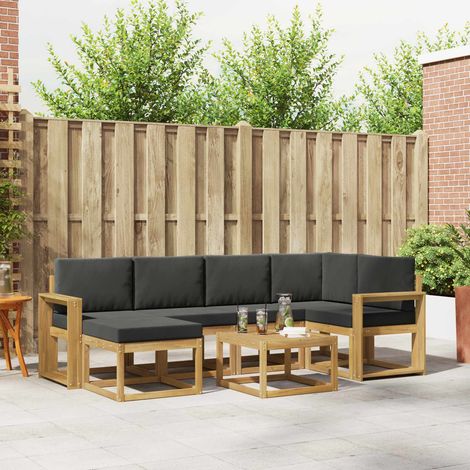 vidaXL Outdoor-Sofagarnitur 7 pcs Weiß und Anthrazit Massivholz Akazie (1/5)