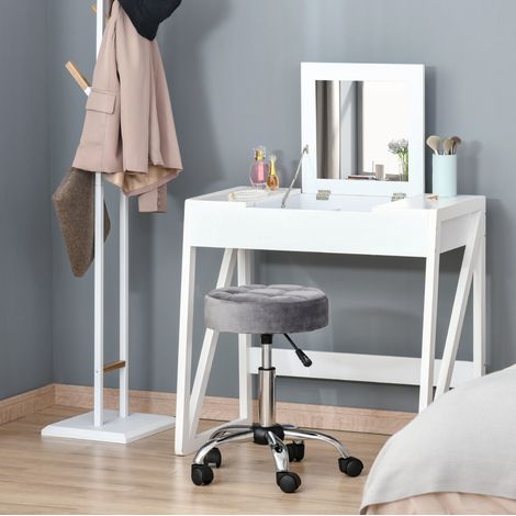 Sgabello con ruote, girevole, effetto velluto grigio chiaro, Ø35 x 49-61 cm DESVIAE (1/5)