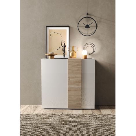 Aparador alto 2 puertas VENUS blanco lacado brillante/Kadiz 121x114x44 cm (1/3)