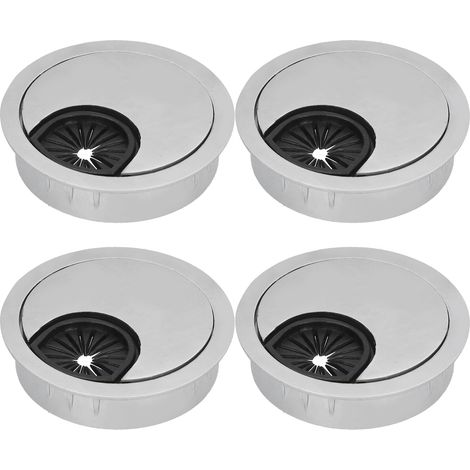 Set mit 4 Kabeldurchführungen für den Schreibtisch, 50-mm-Metallbürsten, PC-Kabelorganisatoren, Kabeldurchführungsabdeckungen. (1/5)