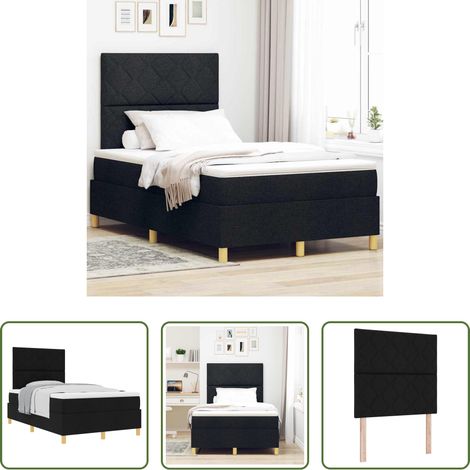 Lit moderne - Lit à ressorts avec matelas Noir 120 x 200 cm tissu (1/5)