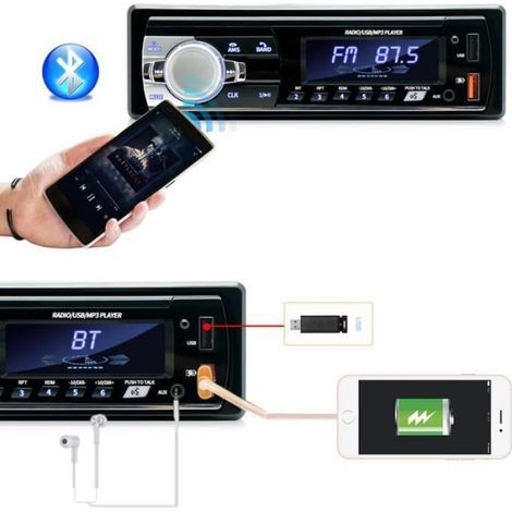 Bluetooth-Autoradio – 1 DIN – LCD-Display – Uhr – 4 x 65 W – 7-farbige RGB-Beleuchtung – USB, AUX, Bluetooth 5.0 (1/5)