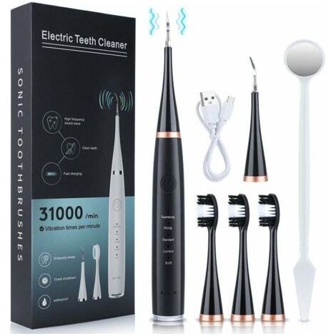 PA Détartreur dentaire à ultrasons, détartrant, détartreur dentaire, appareil de beauté des dents, nettoyant anti-tartre - noir (1/4)