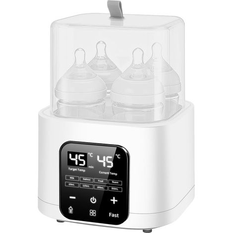 Calientabiberones 6 en 1,calientaalimentos portátil,temperatura ajustable,apagado automático,pantalla táctil LED,control remoto