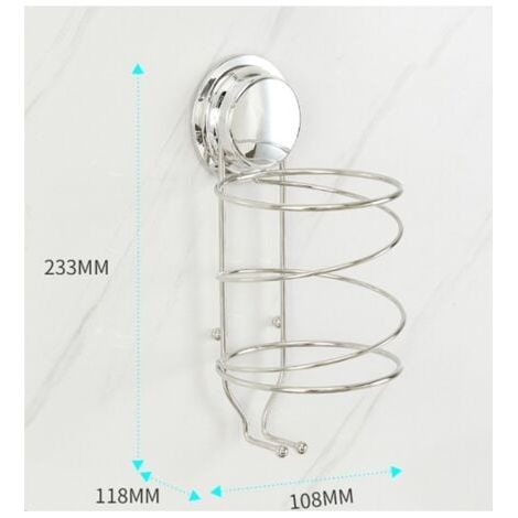 Support de rangement pour sèche-cheveux, support de rangement pour rouleaux de sèche-cheveux sans poinçon pour salle de bain (1/5)