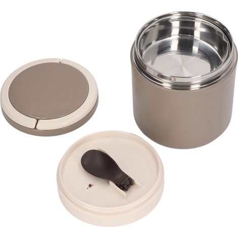 Boîte alimentaire isotherme en acier inoxydable 304, forme ronde, style japonais, 1,2 L, couleur kaki, idéale pour les déjeuners au bureau. (1/5)