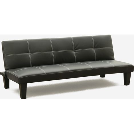 Divano letto pronto letto 3 posti in similpelle economico Topazio - Nero