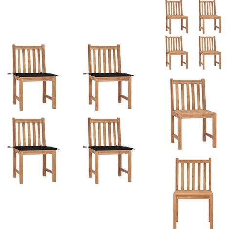 Gartenstühle 4 Stk. mit Kissen Massivholz Teak - Gartensessel - Gartenmöbel - Outdoormöbel - Teakholz Gartenmöbel - Esszimmerstühle (1/5)