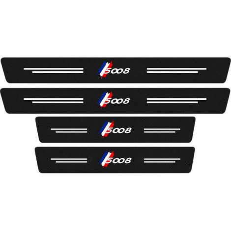 (4 pièces pour 5008) 4 autocollants de protection de seuil de porte pour Peugeot 206, 207, 307, 308, 3008, 4008 et 5008. Accessoires décoratifs en cuir et fibre de carbone. (1/4)