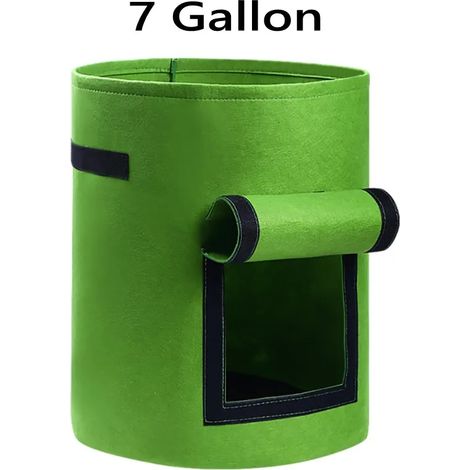 Sacs de culture pour pommes de terre (7 gallons verts) avec deux fenêtres à rabat, pots en tissu aéré robustes avec poignées pour le jardin et la plantation (1/4)