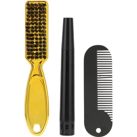 Stylo à barbe pour homme, stylo à barbe waterproof à quatre pointes, stylo à sourcils, ensemble de brosses à barbe, noir (1/5)