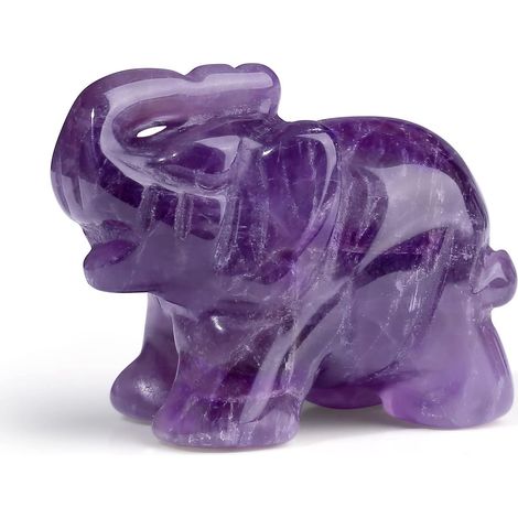 Décoration éléphant en cristal d'améthyste, figurine éléphant en cristal d'améthyste sculptée, pierre précieuse naturelle Reiki, 3,8 cm, cadeau éléphant porte-bonheur mignon pour femme (1/5)