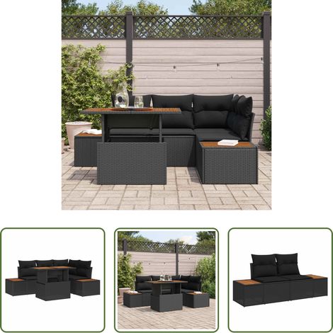 Balkonset - Garten-Sofa-Set mit Speicher 5 pcs Schwarz Poly Rattan (1/5)