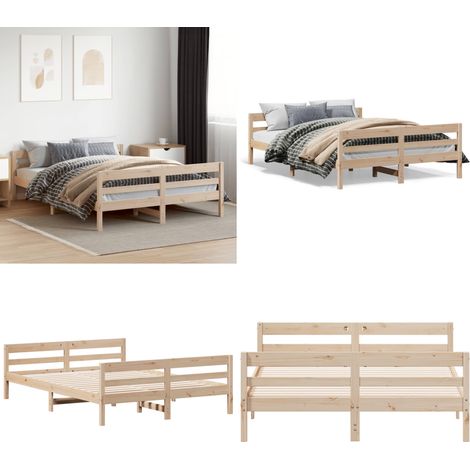 Massivholzbett ohne Matratze 140x200 cm Kiefernholz - Holzbett - Kiefernholzbett - Massives Holzbett - Boxspringbetten - Doppelbett - Home & Living (1/5)