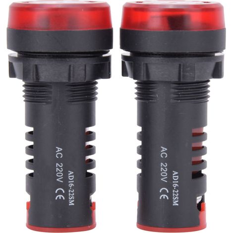 10 PCS Avertisseur Sonore Lumineux Rouge AD16-22SM LED Bip Alarme Voyant 220V AC (1/5)