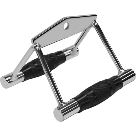 Poignée de tirage parallèle en acier massif pour station de musculation et poulie de traction sportive, avec grips moletés pour exercices de rameur. (1/5)