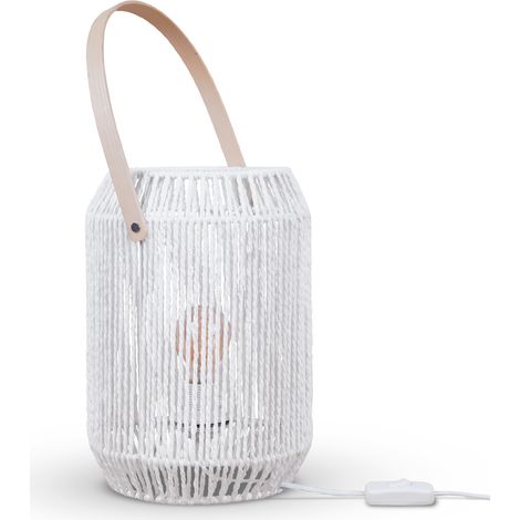 Paco Home Lámpara De Mesa Escritorio Mesilla Lámpara De Lectura Pantalla Boho E27 Blanco, Tipo 1