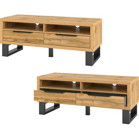 Wohnzimmer TV Lowboard in Wotan Eiche Nb. HENDERSON-83, B/H/T ca. 124/50/50 cm (1/4)