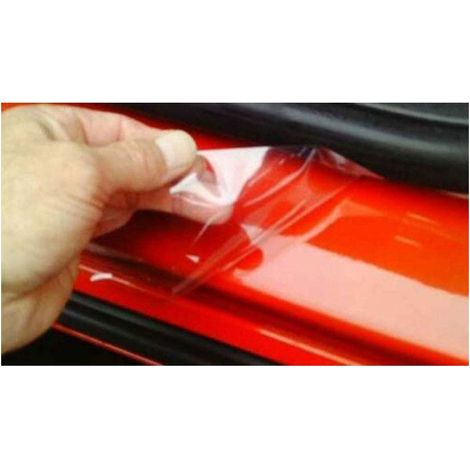 Film vinyle transparent de protection anti-rayures pour seuil ou bord de porte (15 x 150 cm). (1/4)