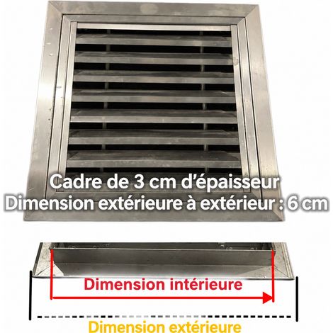 Grille d'aération persienne pare-pluie en acier inoxydable 304 modèle avec bordure intérieur 600600-extérieur 660660 66 × 66 × 4 cm – Livraison gratuite (1/3)