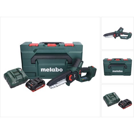 Metabo MS 18 LTX 15 Trononneuse sans fil 18 V 15 cm 5 m/s + 1x accu 4,0 Ah + chargeur + metaBOX