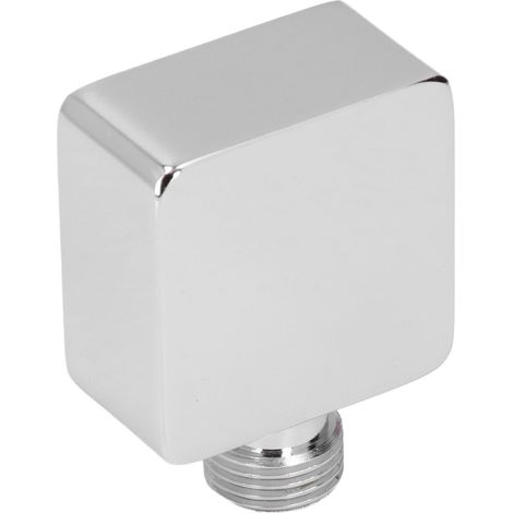 Coude de douche carré chromé, fixation murale G1/2, raccords mâle et femelle en cuivre massif, universel pour douchette à main (1/5)
