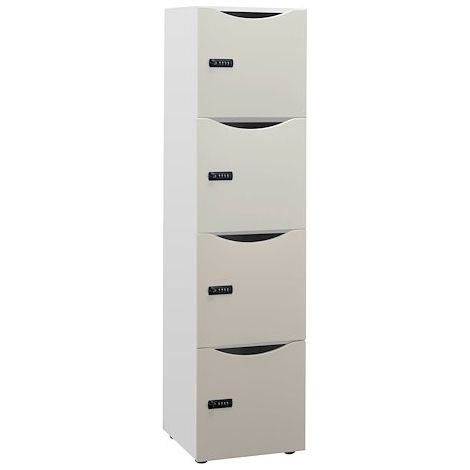 Casier de bureau Lockers 4 cases - Corps blanc - H 169 cm - Gris perle - Maxiburo (1/5)