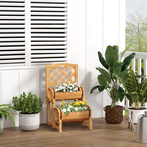 Hochbeet mit Rankhilfe 45x45x80 cm Massivholz Gelb OKMYHOME (1/5)