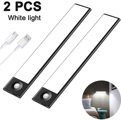 Unterbauleuchte – Bewegungs- und Lichtsensor – USB-aufladbar – Ultradünn und magnetisch – Für Küche, Schublade, Treppenhaus, Flur – 2 Stück (1/5)
