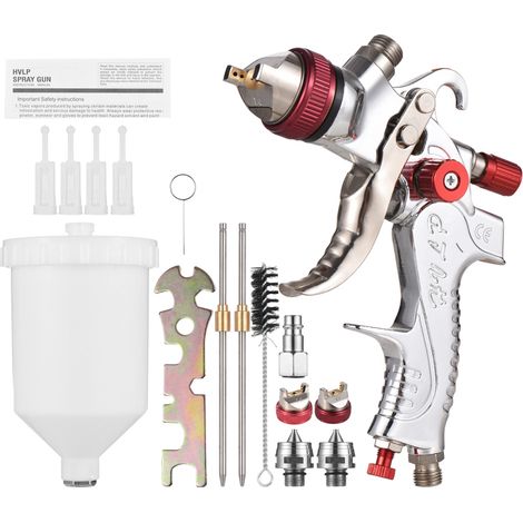 Pulverizador de pintura HVLP por gravedad, mini pulverizador con depósito de 600 ml y boquillas de 1,4/1,7/2,0 mm para pintar coches, muebles y paredes. (1/5)