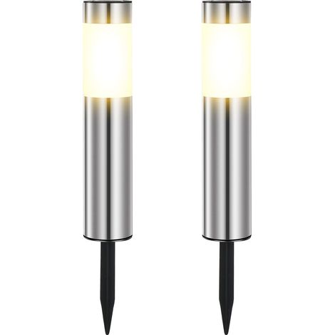 Lampe Solaire Exterieur Jardin, En Acier Inoxydable Lumiere Solaire Exterieur LED éTanches IP65 Blanc Chaud (2 Pièces) (1/5)