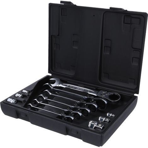 Serie di chiavi a cricco combinate snodate GEAR c.bloc,12 pzc.adattatore (1/2)