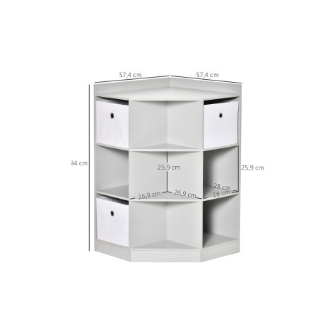 Étagère d'angle enfant 57,4x57,4x94 cm en MDF gris, avec rangement pour chambre FloraGrace (1/5)