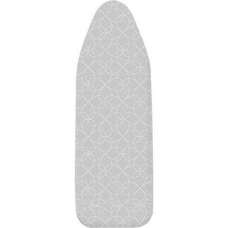 WENKO Copertura per tavola da stiro Alu M/L, adatta per ferro da stiro a vapore, copertura extra spessa con rivestimento in alluminio, elastico, Cotone Eco-Tex Standard, 128x44 cm, Grigio (1/5)