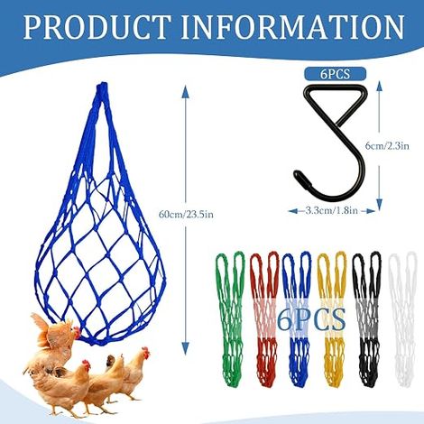 Chicken Feed Mesh Bag Chicken Feed Poultry Mesh Bag Hanging Feeder Hook Hens Goose Duck Colors (1/4)