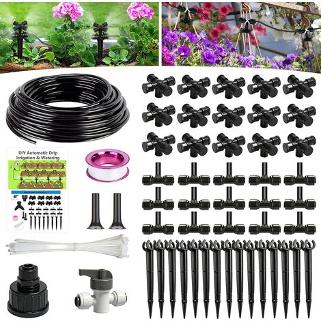 Système D'irrigation Jardin, 56Pcs Kit D'irrigation Goutte, 15m 4/6 mm Tuyau Goutte à Goutte, 360° Kit Arrosage Automatique pour Jardin,Arrosage Goutte à Goutte pour Jardin Pelouse Potager Serre (1/5)