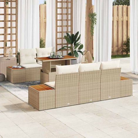 Garten Essgruppe mit Kissen 6 pcs Beige und Creme (1/5)