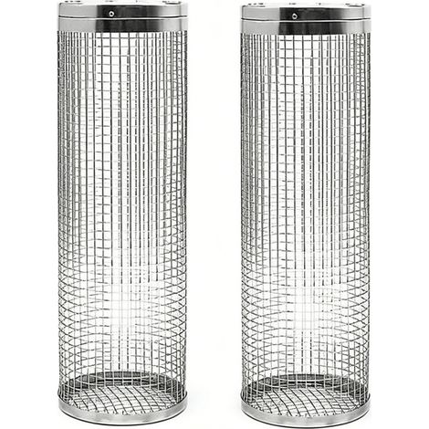 Panier à griller rotatif (lot de 2) en acier inoxydable, idéal pour griller légumes, viandes et fruits de mer en extérieur. (1/5)