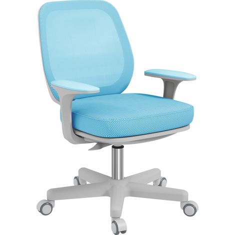 Sedia da Ufficio Ergonomica e Reclinabile ad Altezza Regolabile con 5 Rotelle, 55x48x82.5-94.5 cm, Azzurra